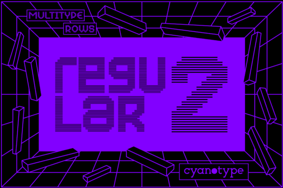 MultiType Rows Regular 2: A Pixelated Display Font for Trendy Brand Identities